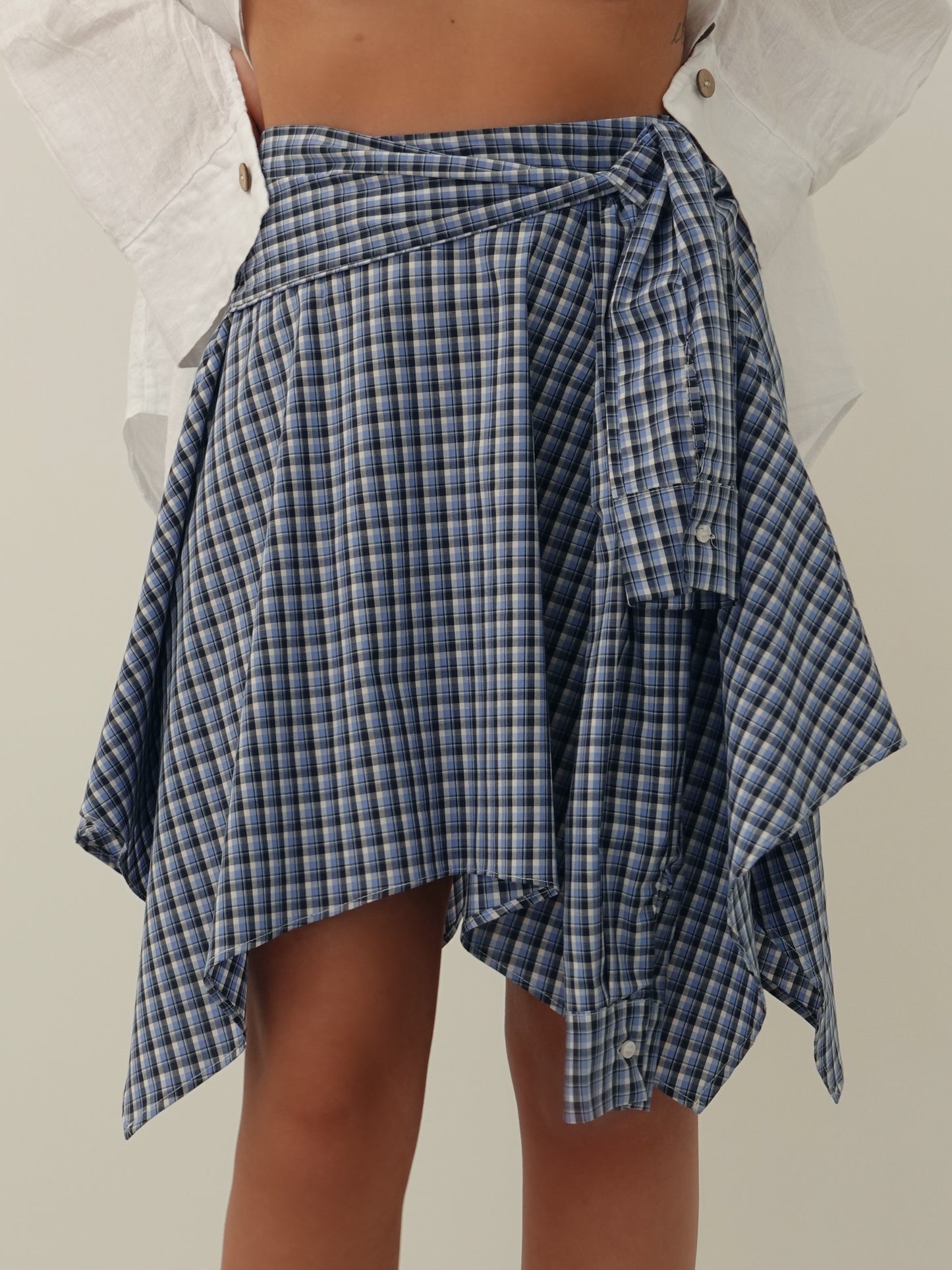 GONNA CAMICIA IN COTONE H143 - AZZURRO