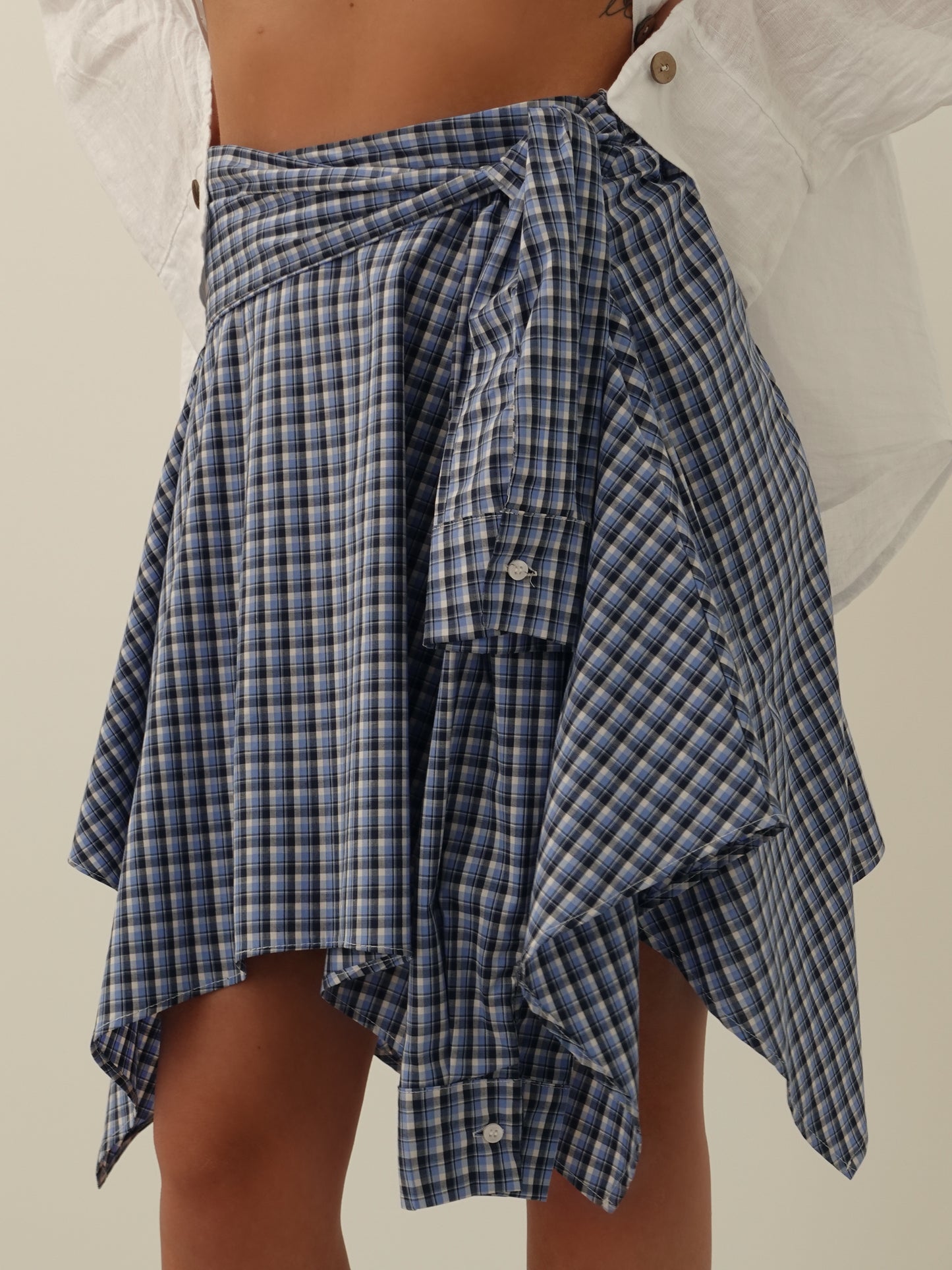 GONNA CAMICIA IN COTONE H143 - AZZURRO
