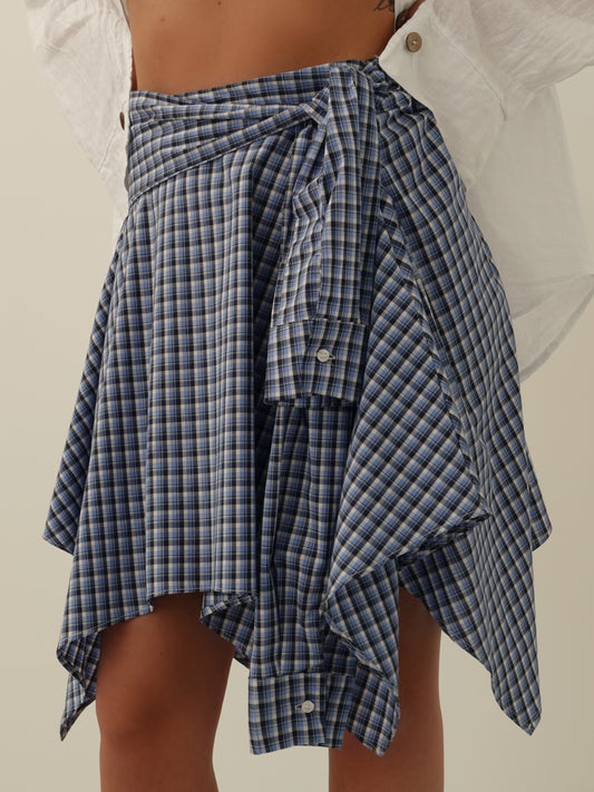GONNA CAMICIA IN COTONE H143 - AZZURRO