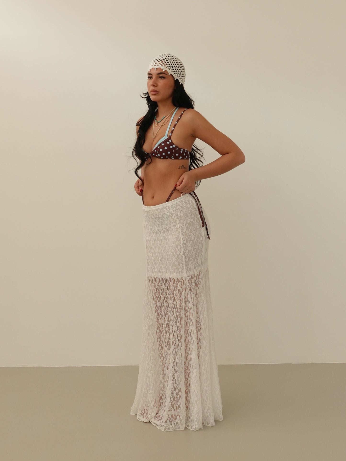 BIKINI DOUBLE A POIS - MARRONE/AZZURRO 3342