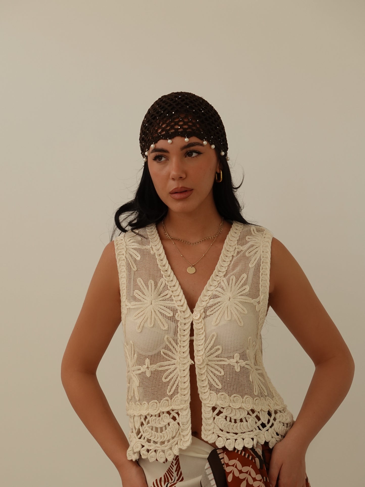 GILET CROCHET - BEIGE 38060