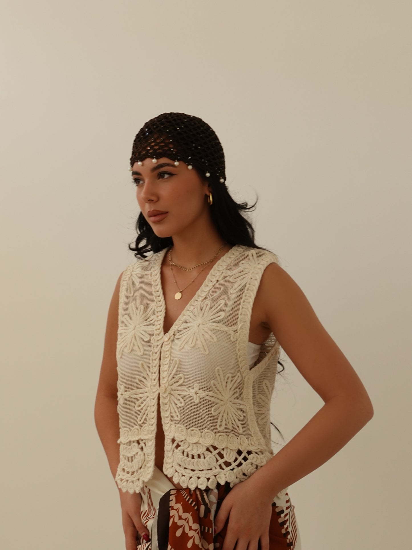 GILET CROCHET - BEIGE 38060