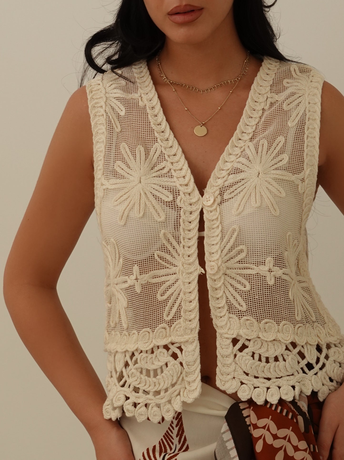 GILET CROCHET - BEIGE 38060
