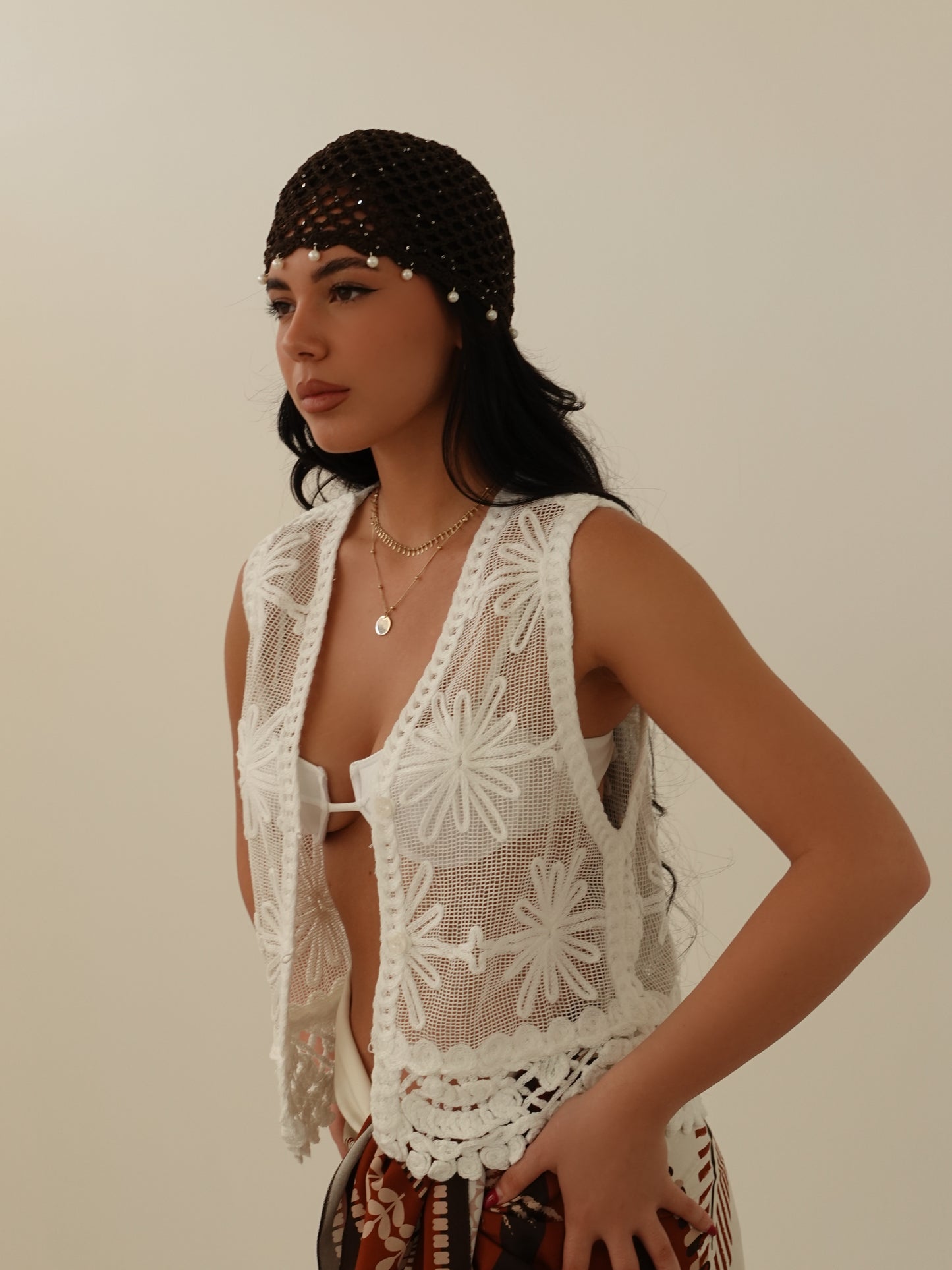 GILET CROCHET - BIANCO 38060