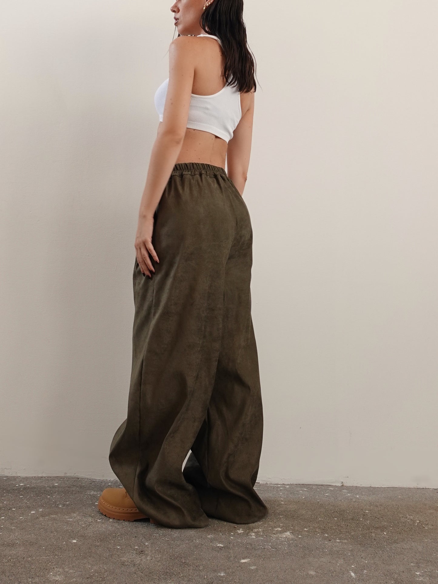 PANTALONI PALAZZO SCAMOSCIATI - VERDE 20270