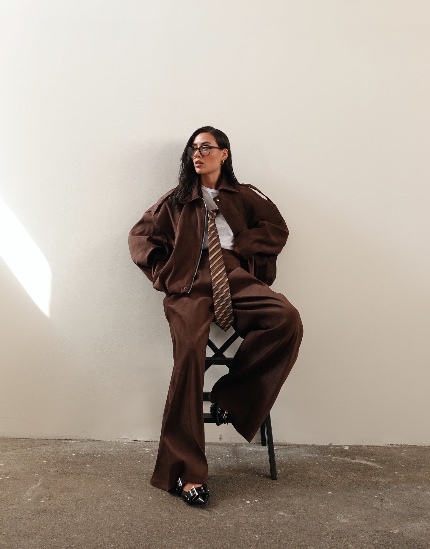 PANTALONI PALAZZO SCAMOSCIATI - MARRONE 20270