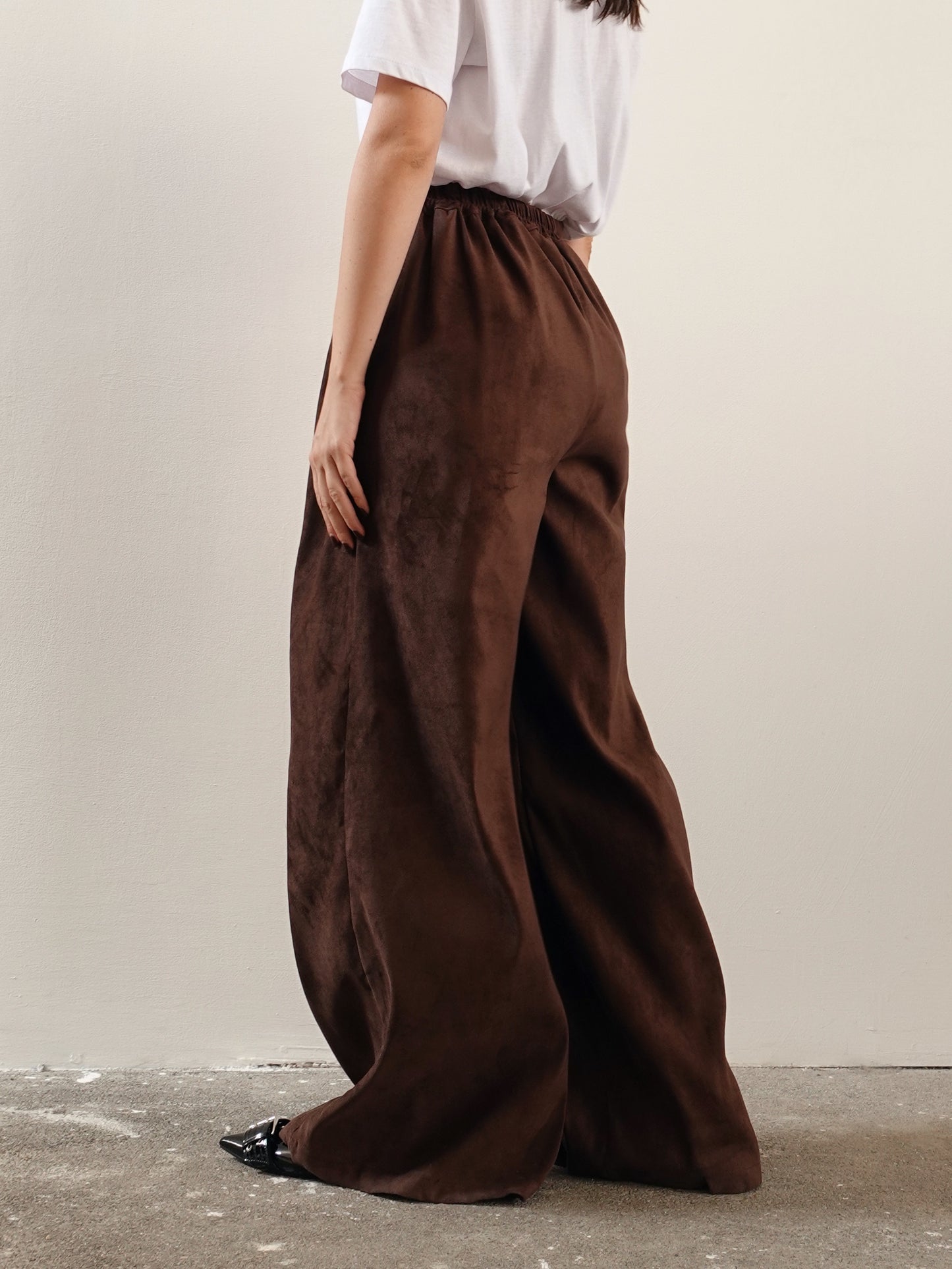 PANTALONI PALAZZO SCAMOSCIATI - MARRONE 20270