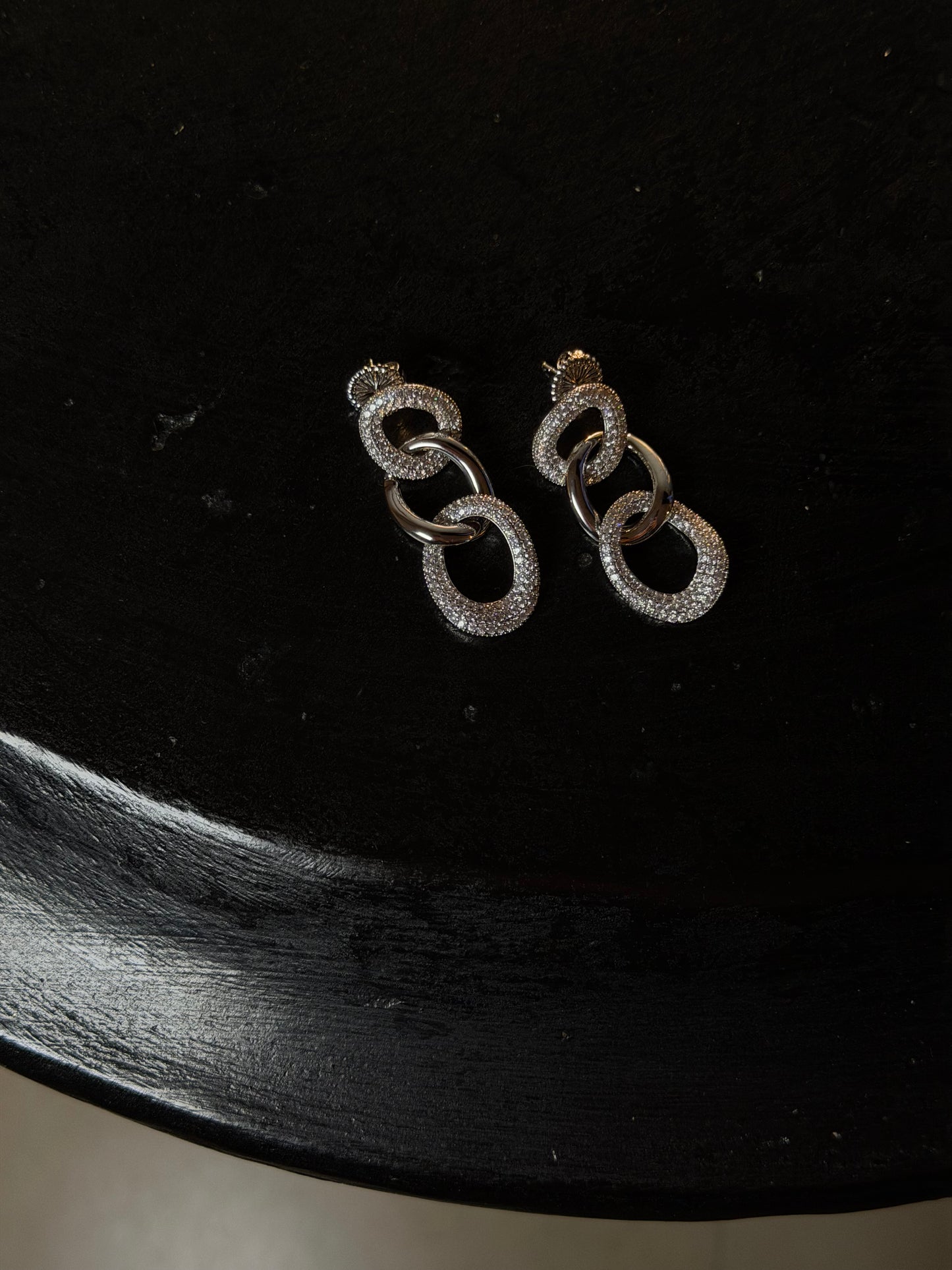 ORECCHINI GLITTER CHAIN - ARGENTO