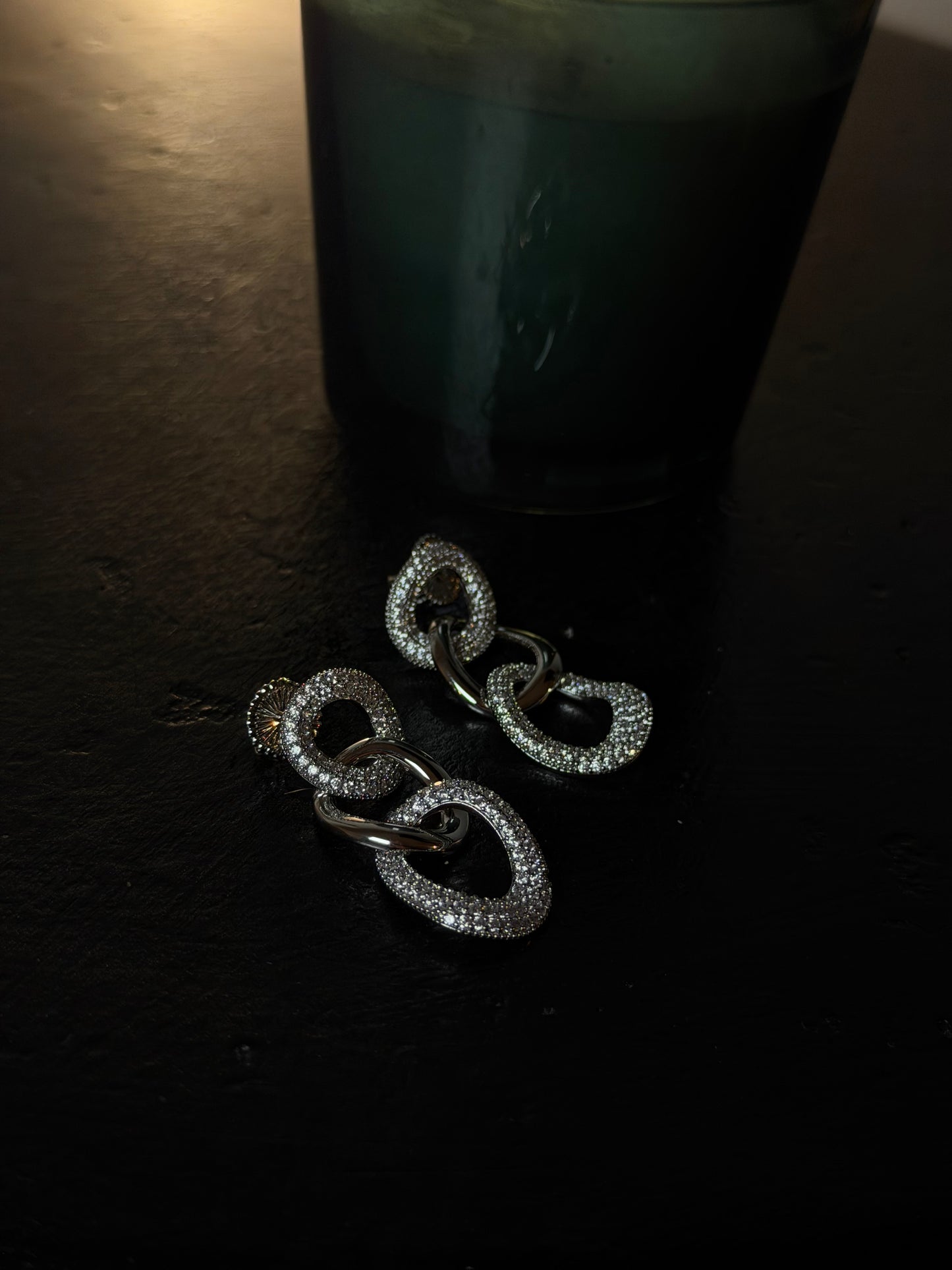 ORECCHINI GLITTER CHAIN - ARGENTO