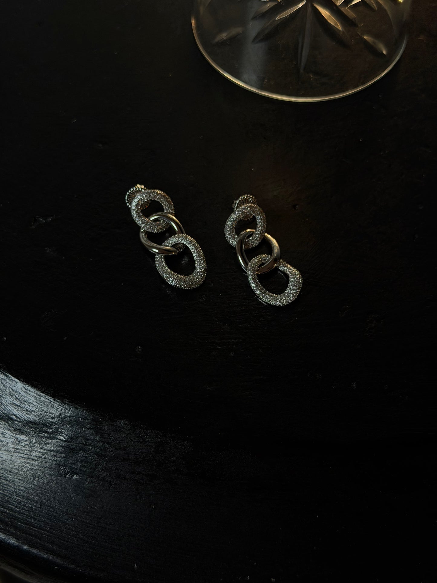 ORECCHINI GLITTER CHAIN - ARGENTO