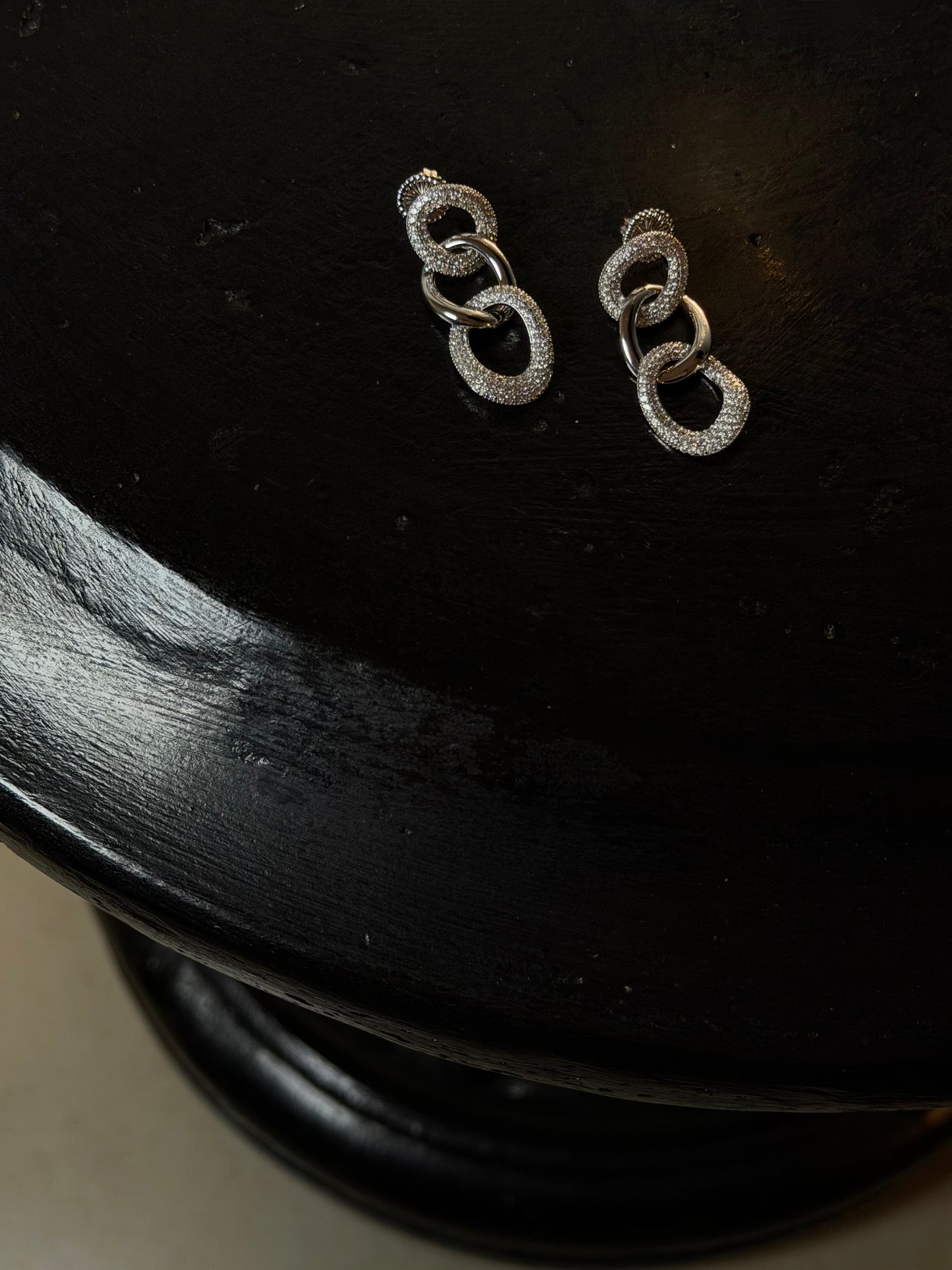 ORECCHINI GLITTER CHAIN - ARGENTO