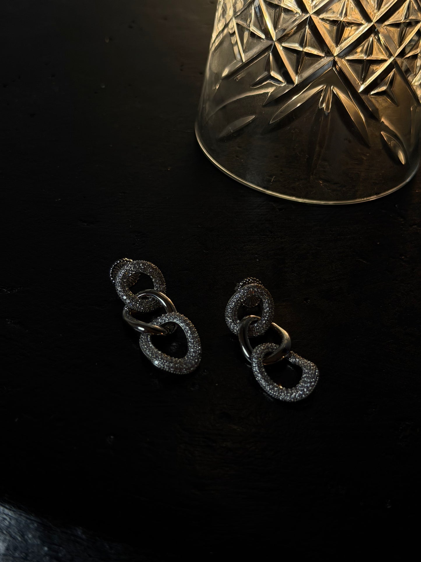 ORECCHINI GLITTER CHAIN - ARGENTO