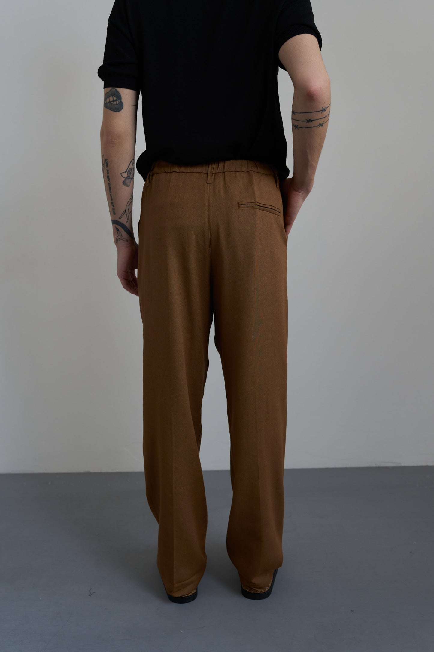 PANTALONI CHINO VISCOSA E LINO - MARRONE PU3355