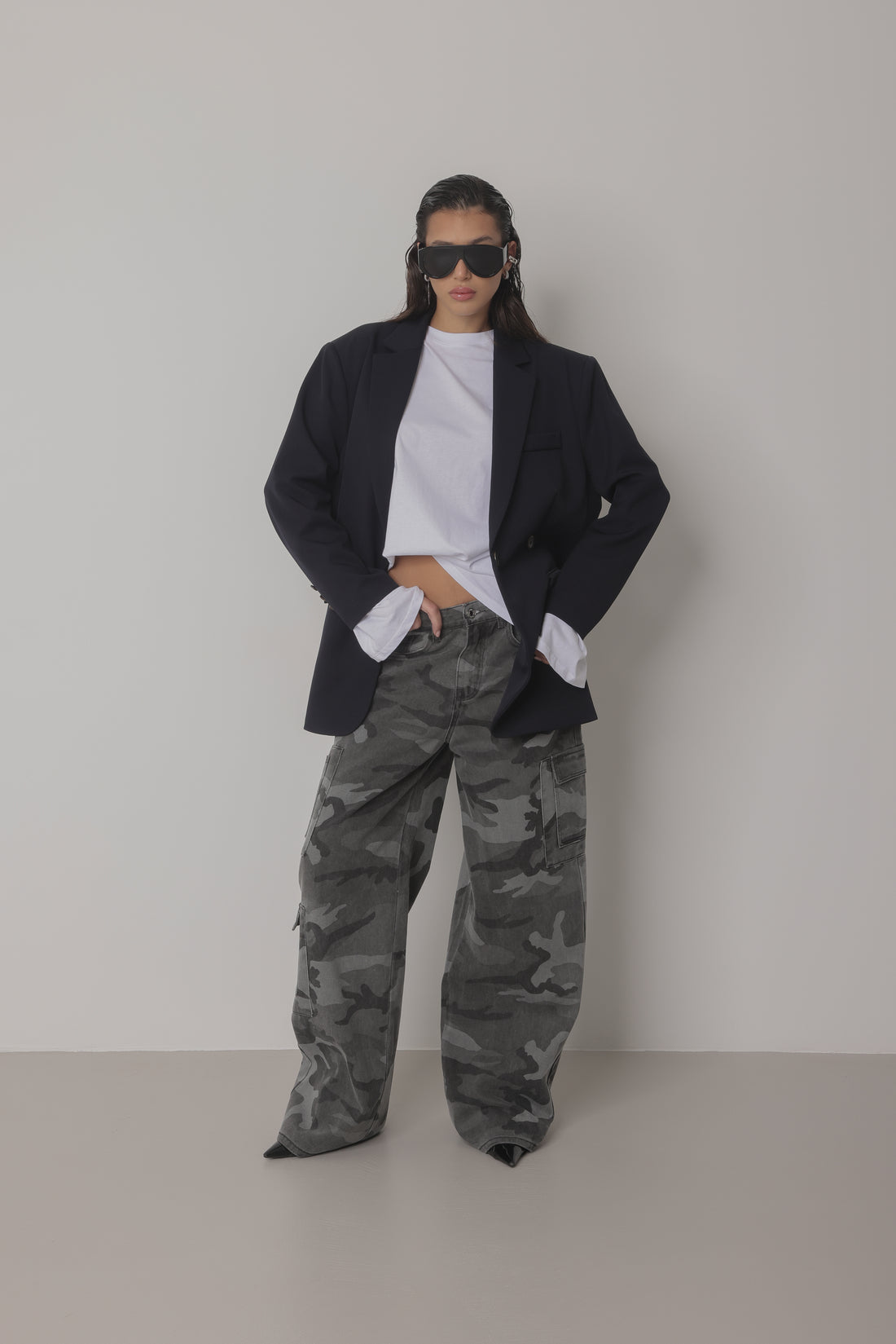 JEANS CARGO CAMOUFLAGE BALLOON FIT - GRIGIO SLAVATO 7121