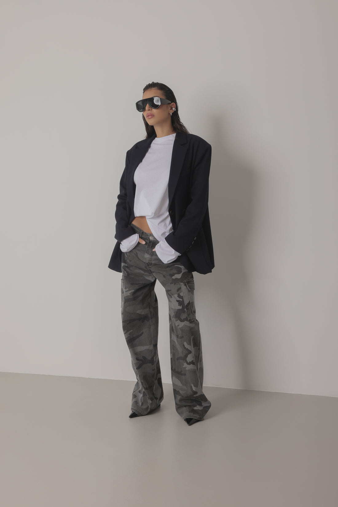 JEANS CARGO CAMOUFLAGE BALLOON FIT - GRIGIO SLAVATO 7121