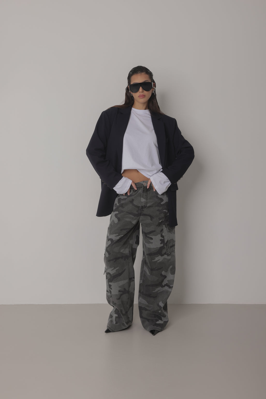 JEANS CARGO CAMOUFLAGE BALLOON FIT - GRIGIO SLAVATO 7121