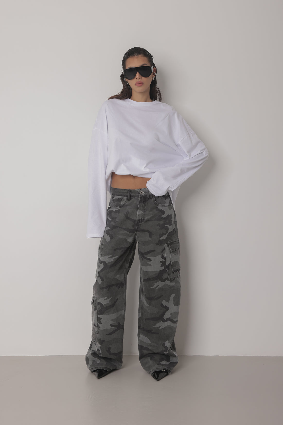 JEANS CARGO CAMOUFLAGE BALLOON FIT - GRIGIO SLAVATO 7121
