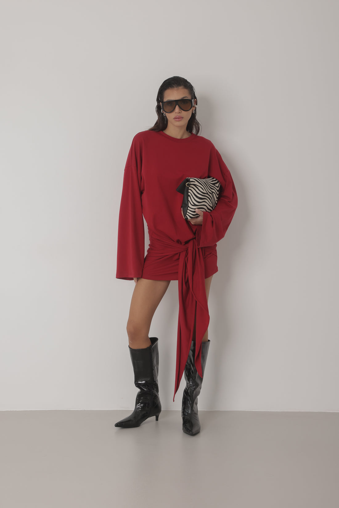 MINI DRESS LUMINA CON NODO - ROSSO LD6388