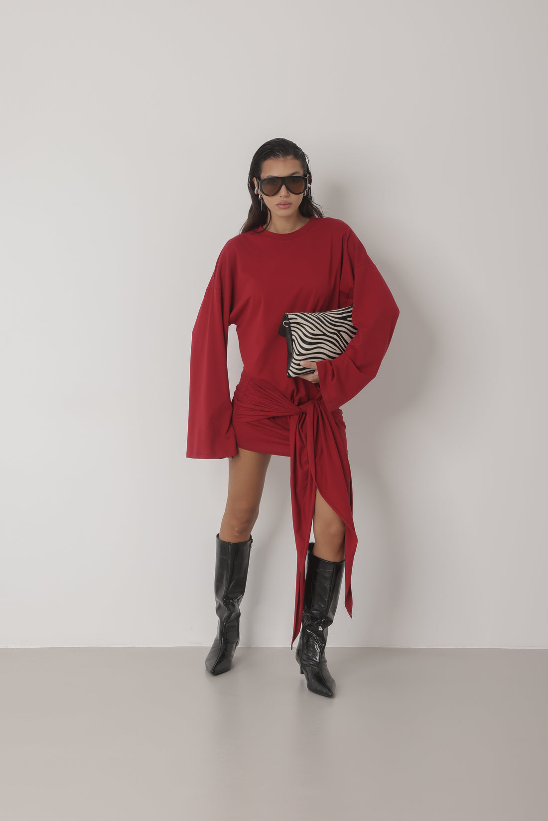 MINI DRESS LUMINA CON NODO - ROSSO LD6388