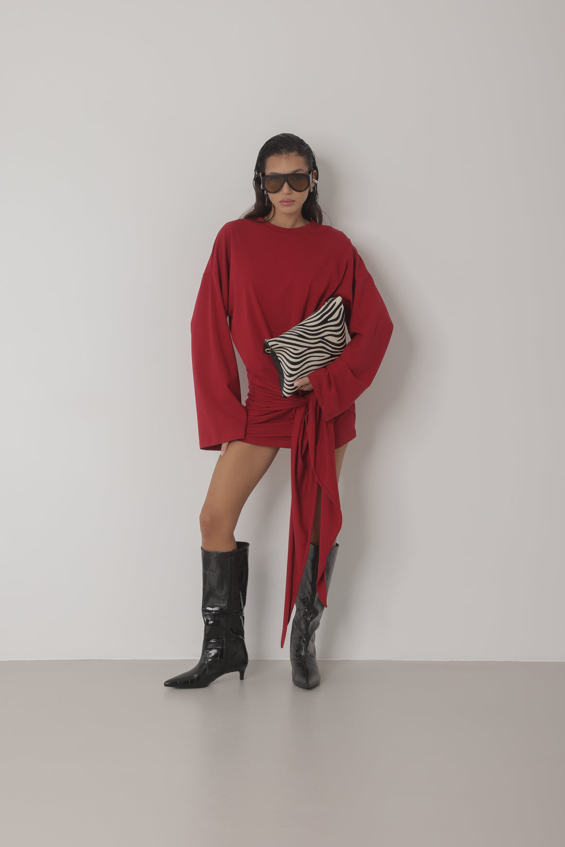 MINI DRESS LUMINA CON NODO - ROSSO LD6388