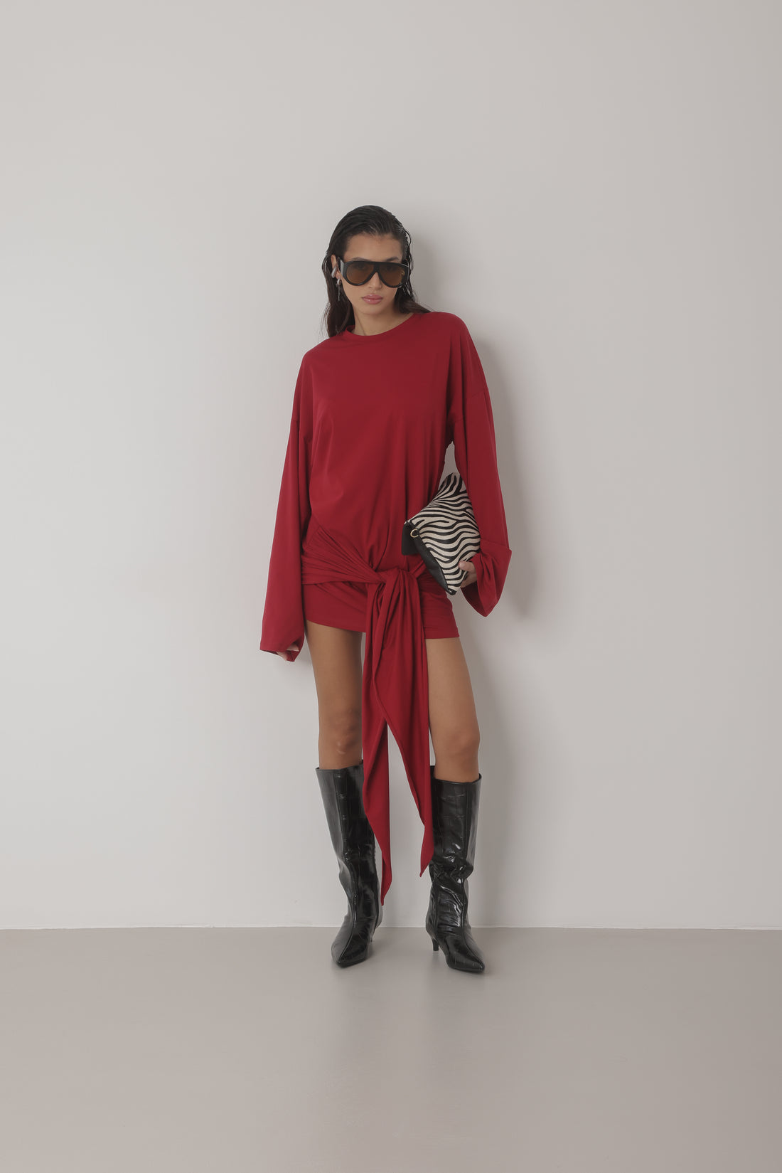 MINI DRESS LUMINA CON NODO - ROSSO LD6388