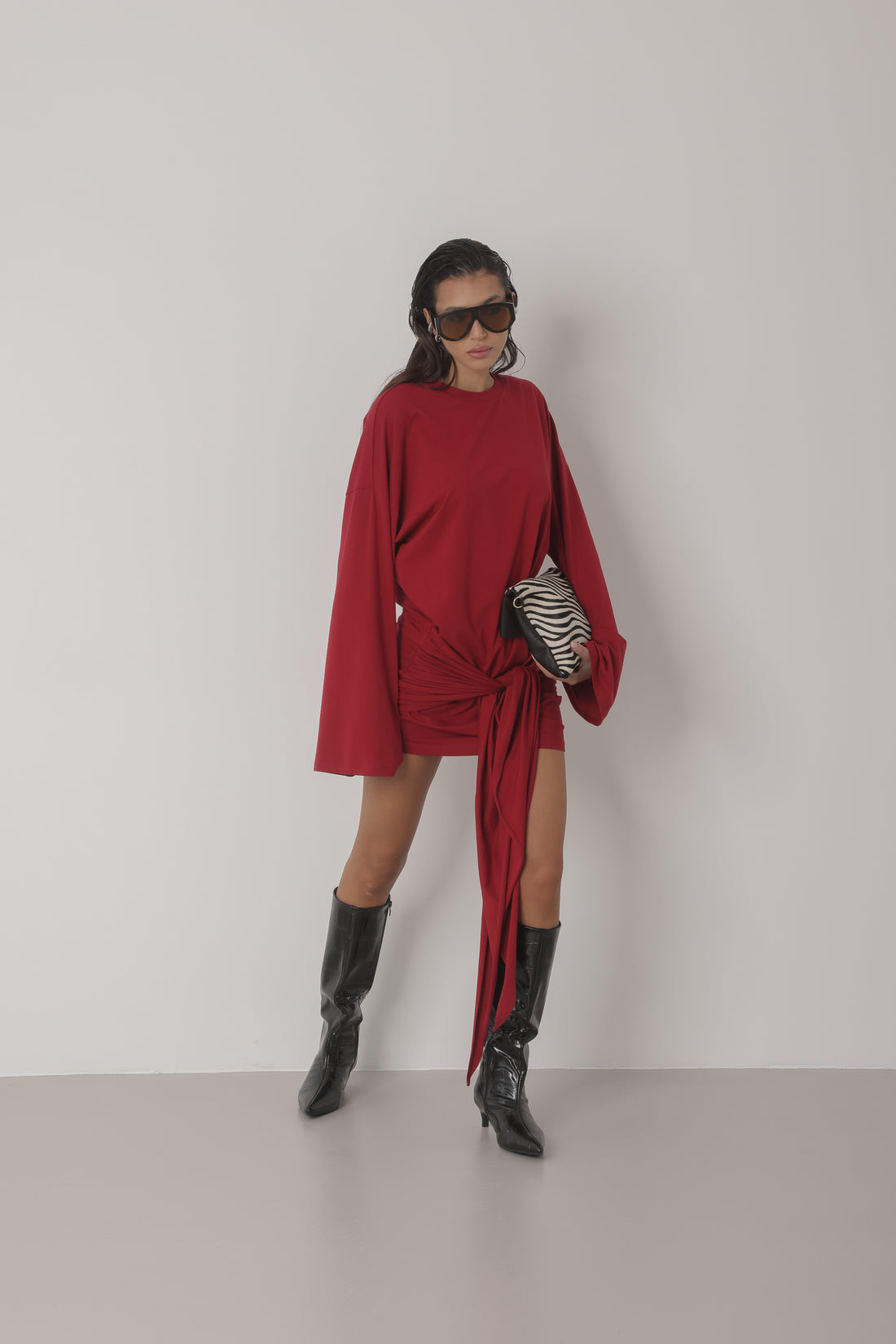 MINI DRESS LUMINA CON NODO - ROSSO LD6388