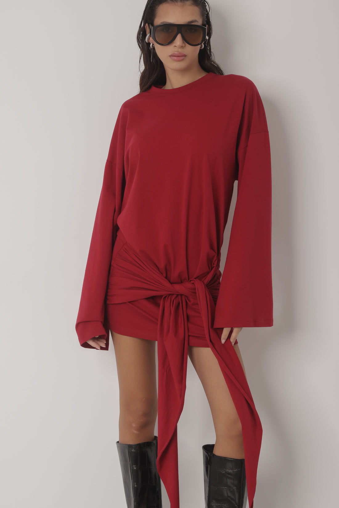 MINI DRESS LUMINA CON NODO - ROSSO LD6388