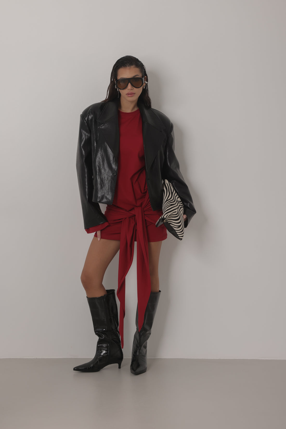 MINI DRESS LUMINA CON NODO - ROSSO LD6388