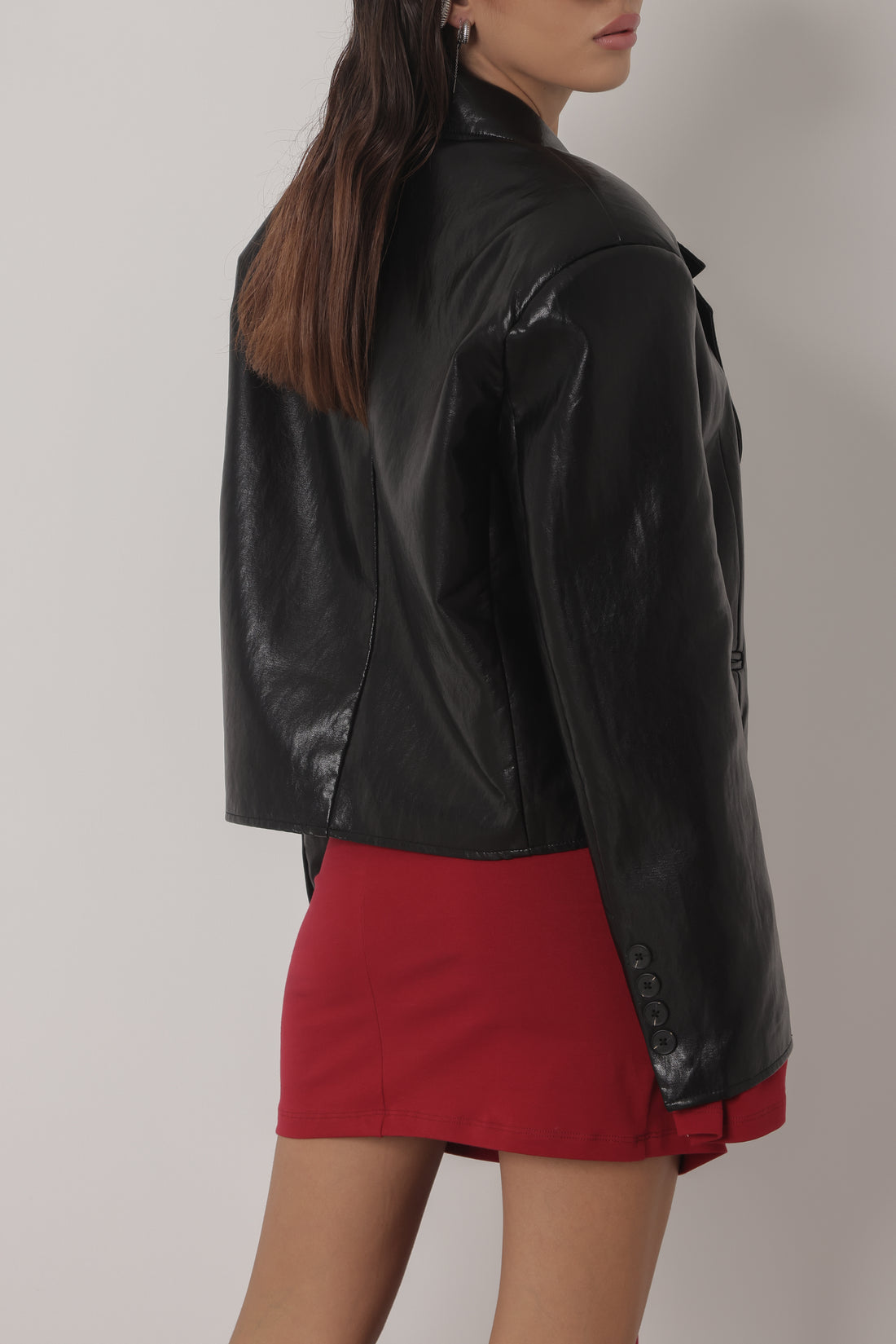 GIACCA IN ECOPELLE FLORENCE CON SPALLINE - NERO HAR023