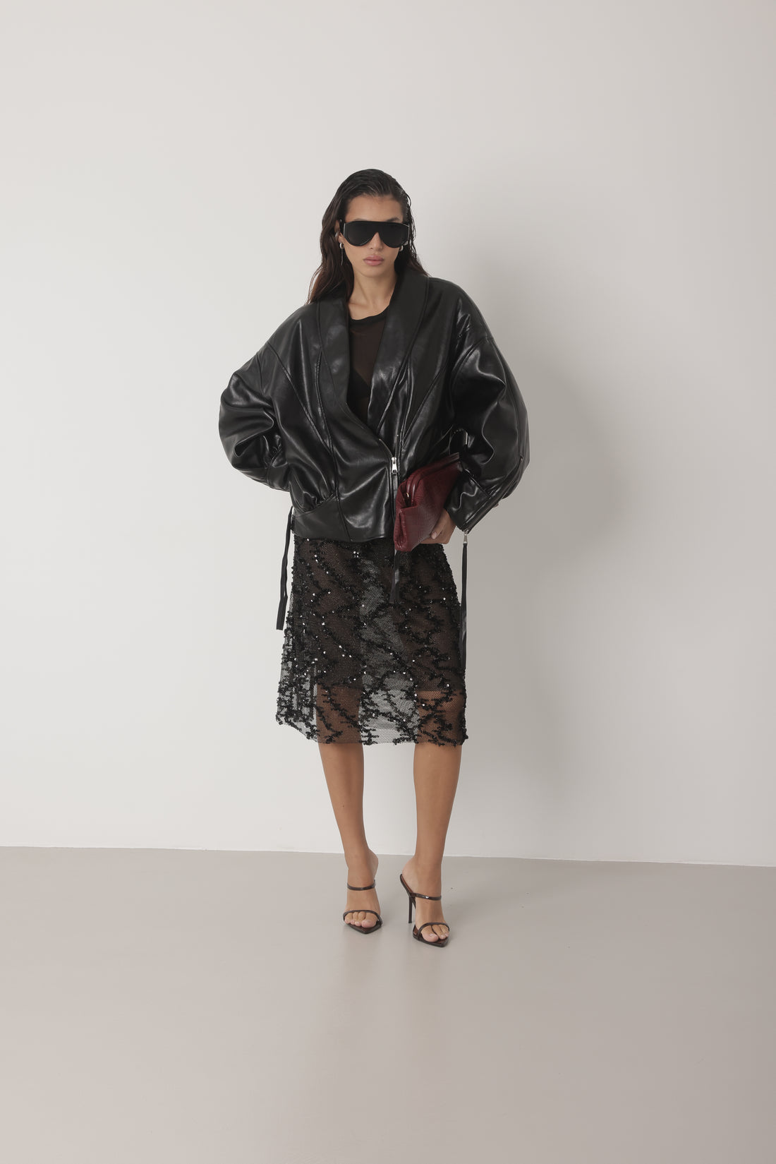 BOMBER SHIBUYA OVERSIZE IN ECOPELLE - NERO HAR036