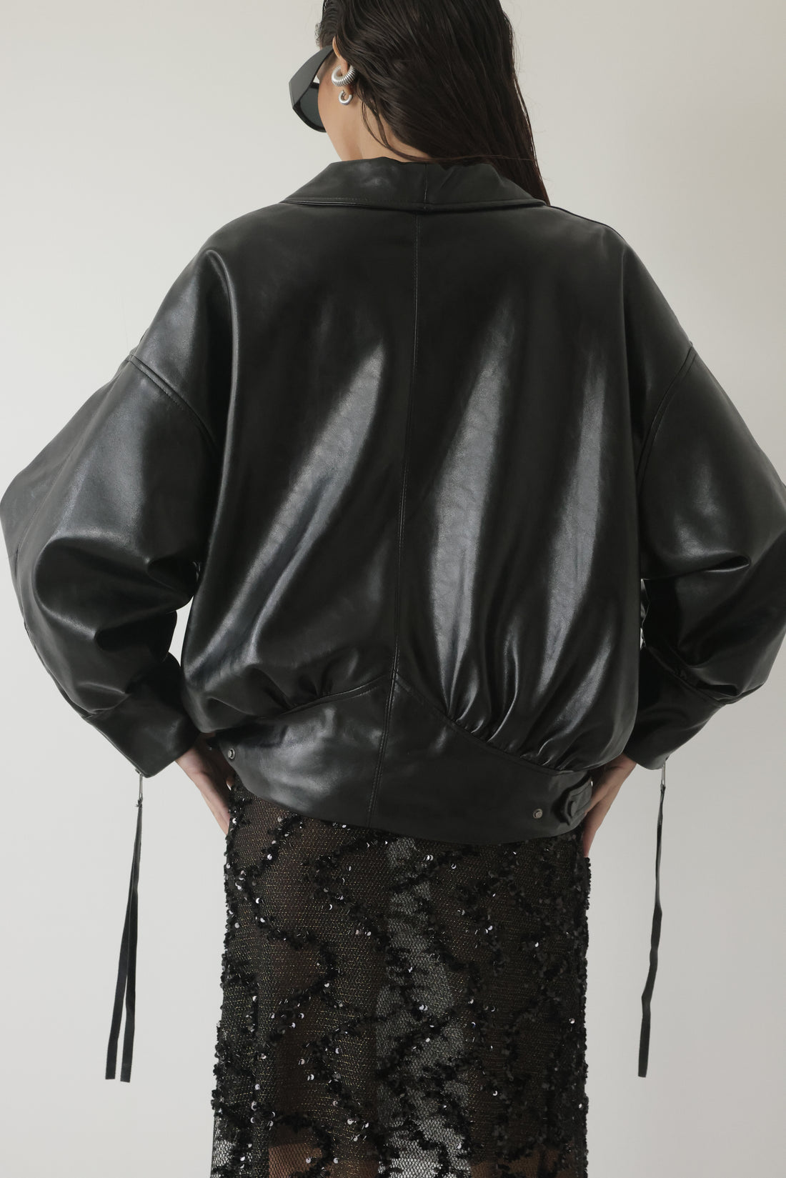BOMBER SHIBUYA OVERSIZE IN ECOPELLE - NERO HAR036