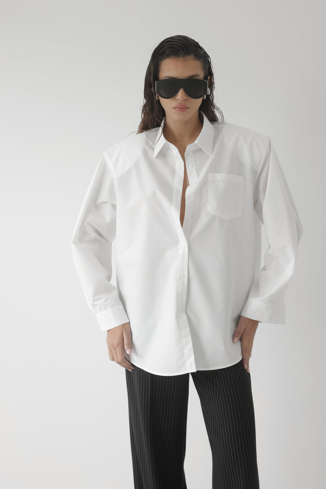 CAMICIA IN COTONE CON SPALLINE - BIANCO 19580