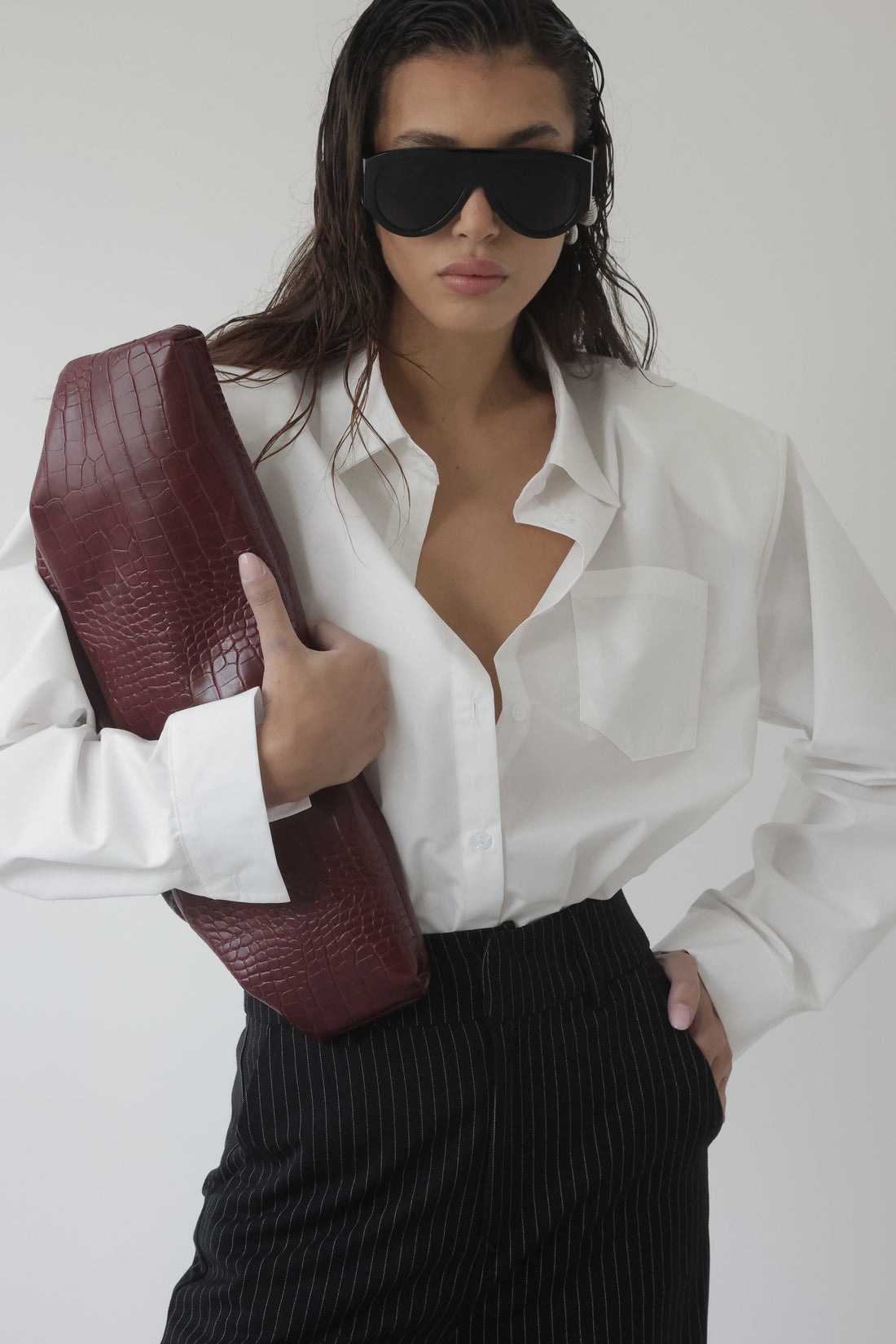 CAMICIA IN COTONE CON SPALLINE - BIANCO 19580