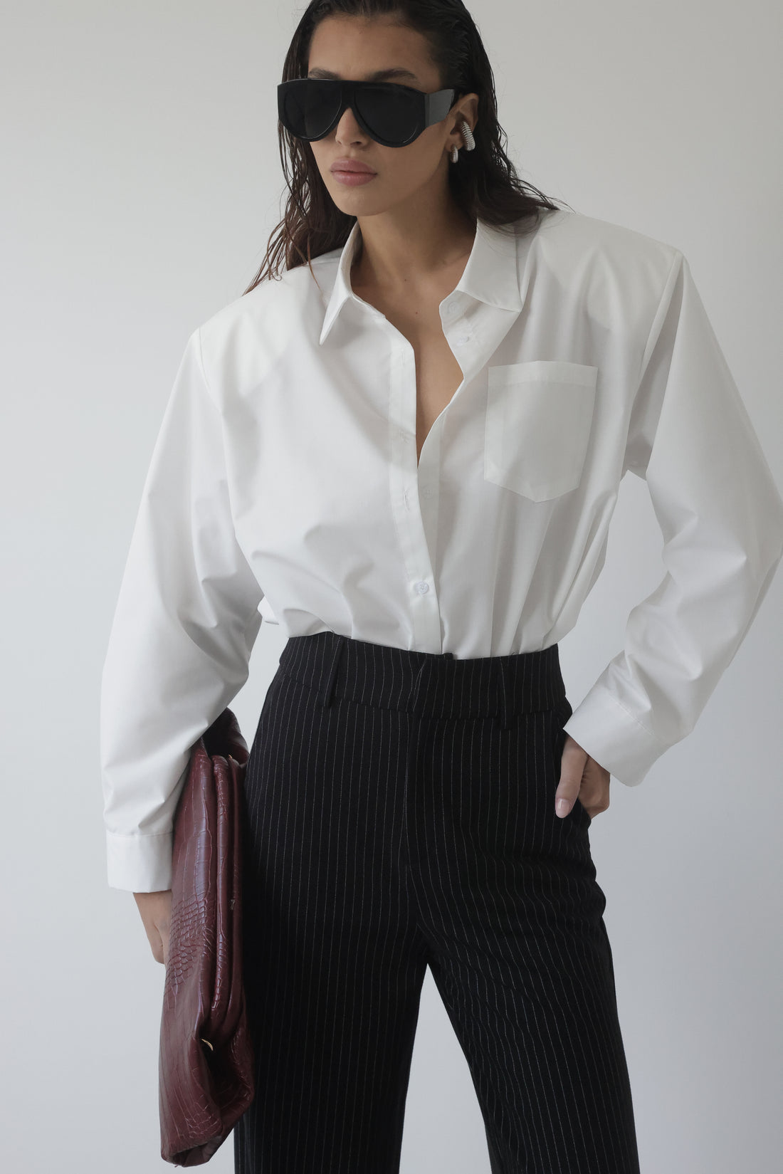CAMICIA IN COTONE CON SPALLINE - BIANCO 19580