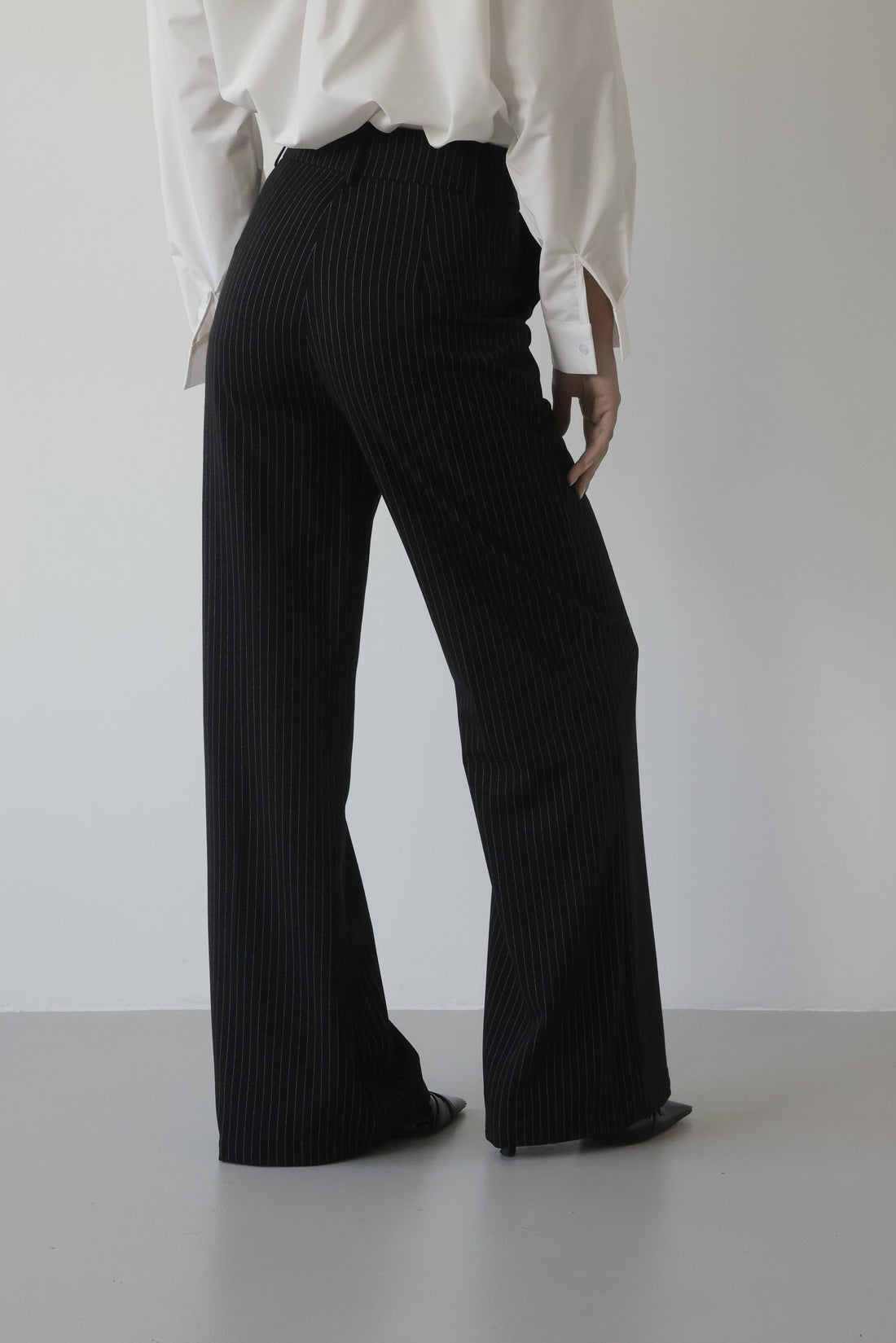 PANTALONI WIDE LEG GESSATI - NERO 13814