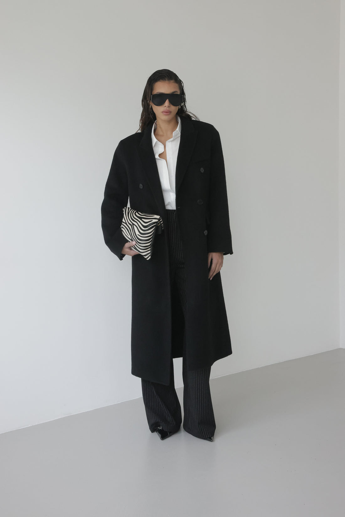 PANTALONI WIDE LEG GESSATI - NERO 13814