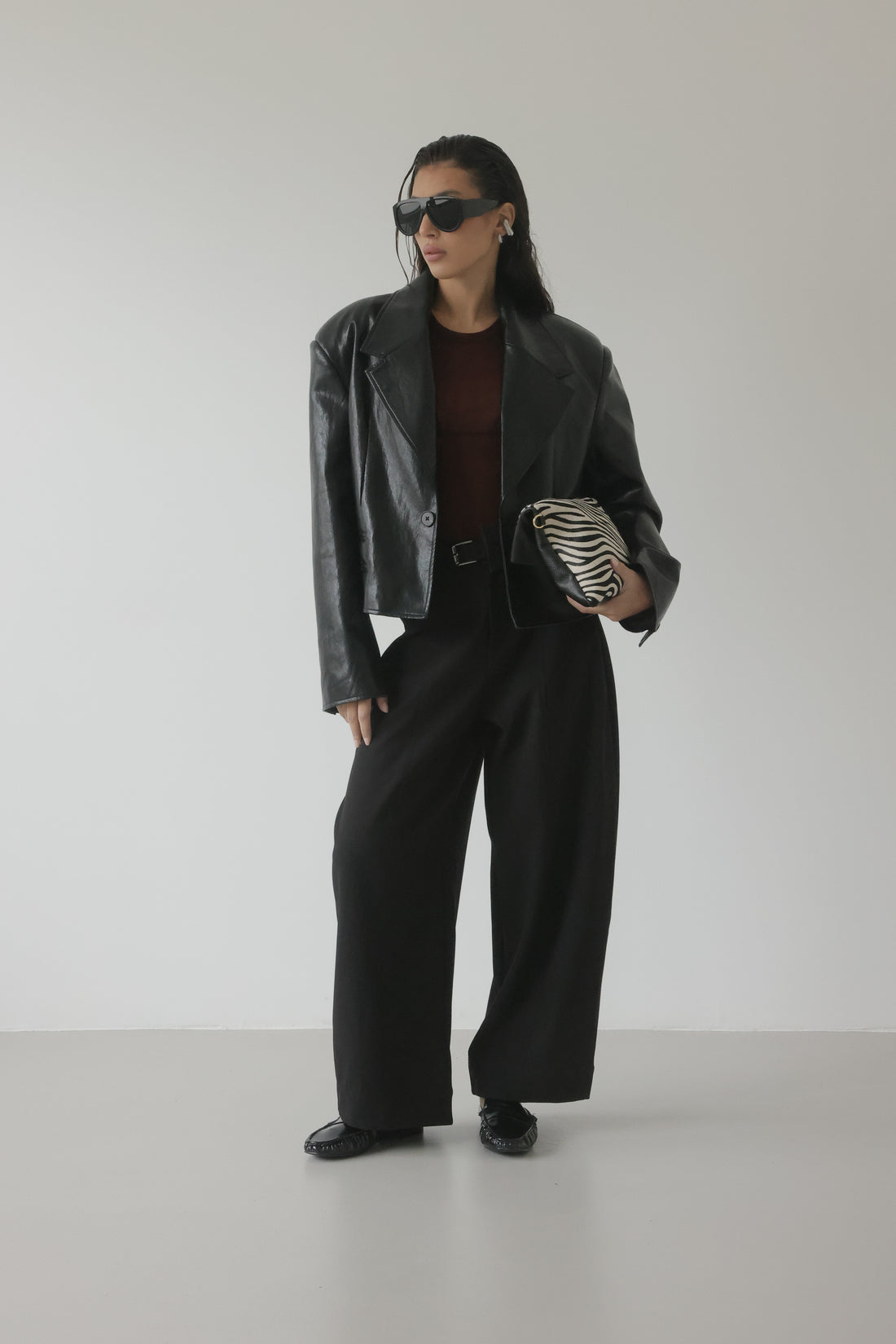 PANTALONI BALLOON CON CINTURINO - NERO 16661