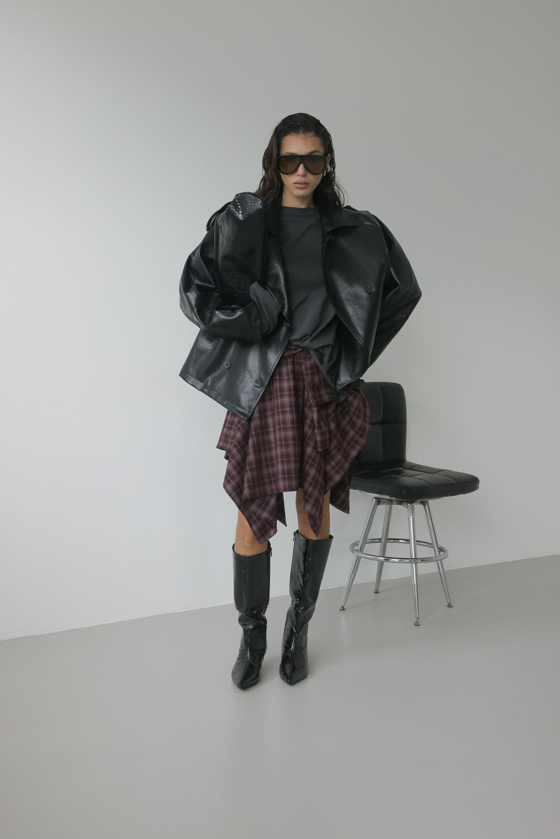 LONG SLEEVE CON SPALLINE E SPACCHI LATERALI - PIOMBO
