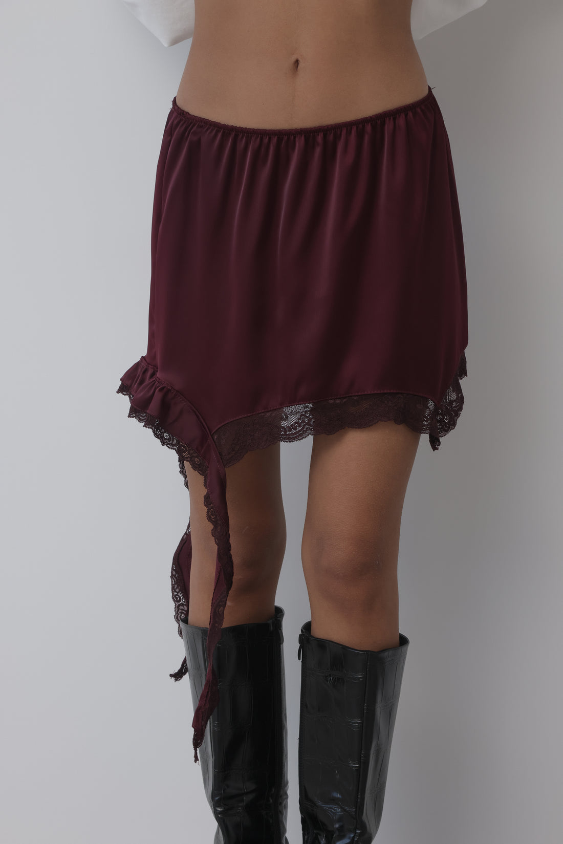 MINIGONNA LINGERIE CON PIZZO - WINE 12067