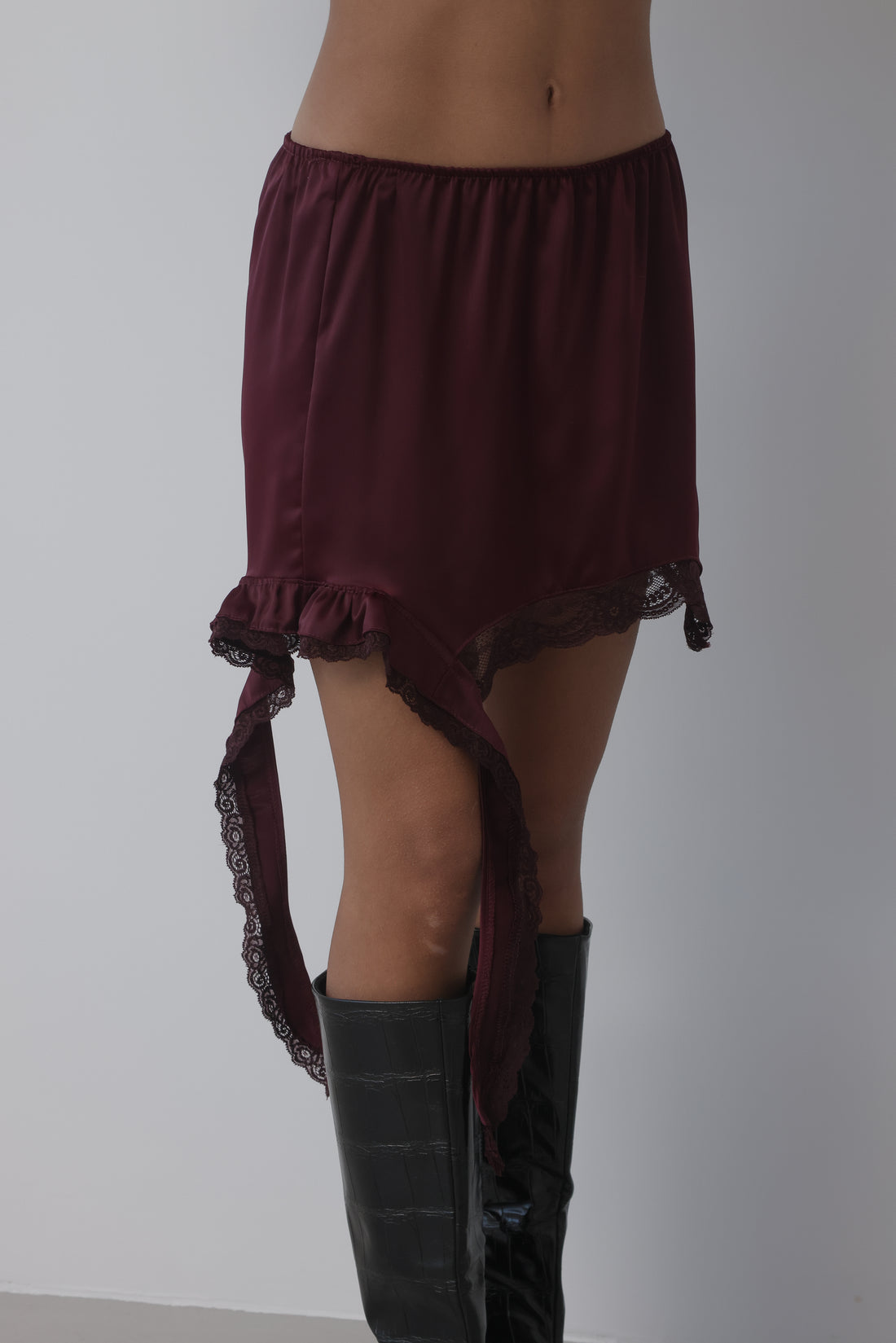 MINIGONNA LINGERIE CON PIZZO - WINE 12067