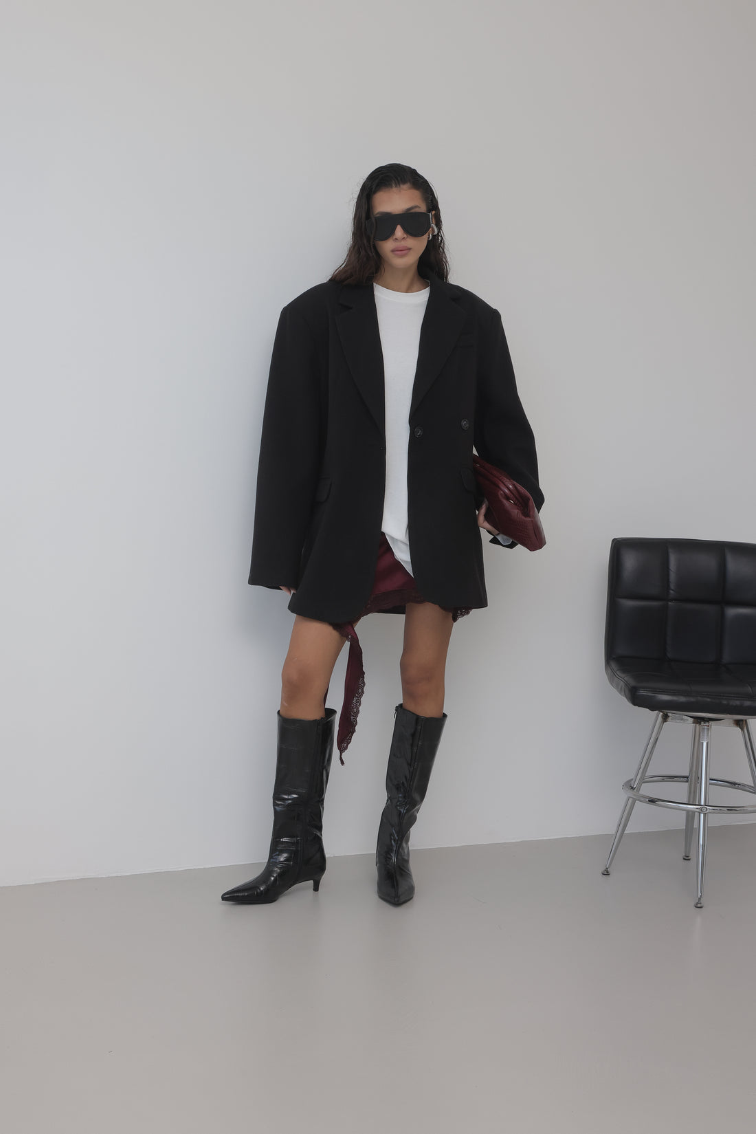BLAZER IN LANA CON CHIUSURA REGOLABILE - NERO HAR030