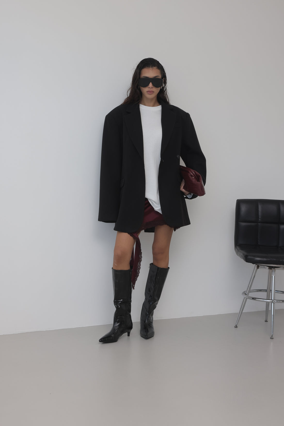 BLAZER IN LANA CON CHIUSURA REGOLABILE - NERO HAR030