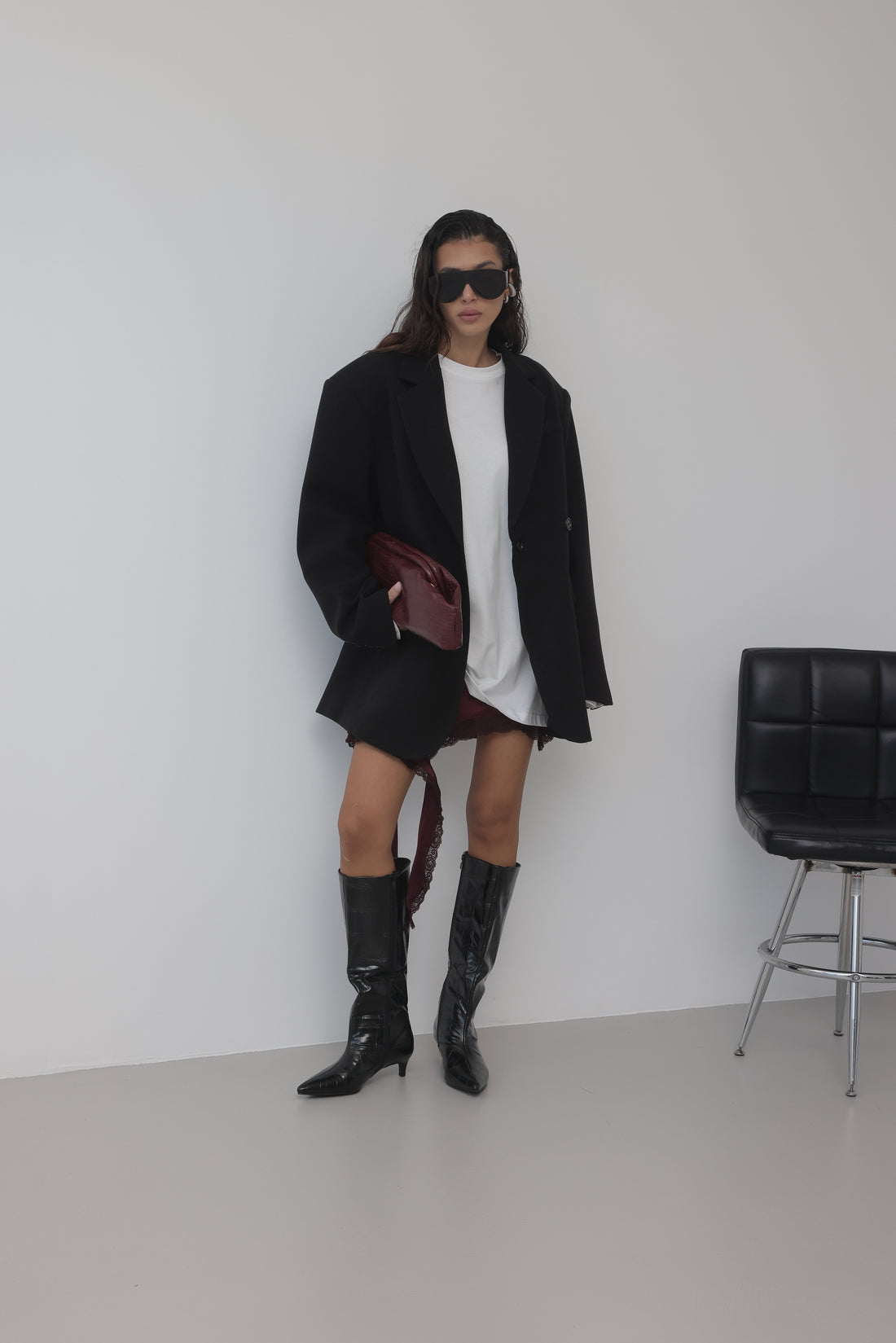 BLAZER IN LANA CON CHIUSURA REGOLABILE - NERO HAR030