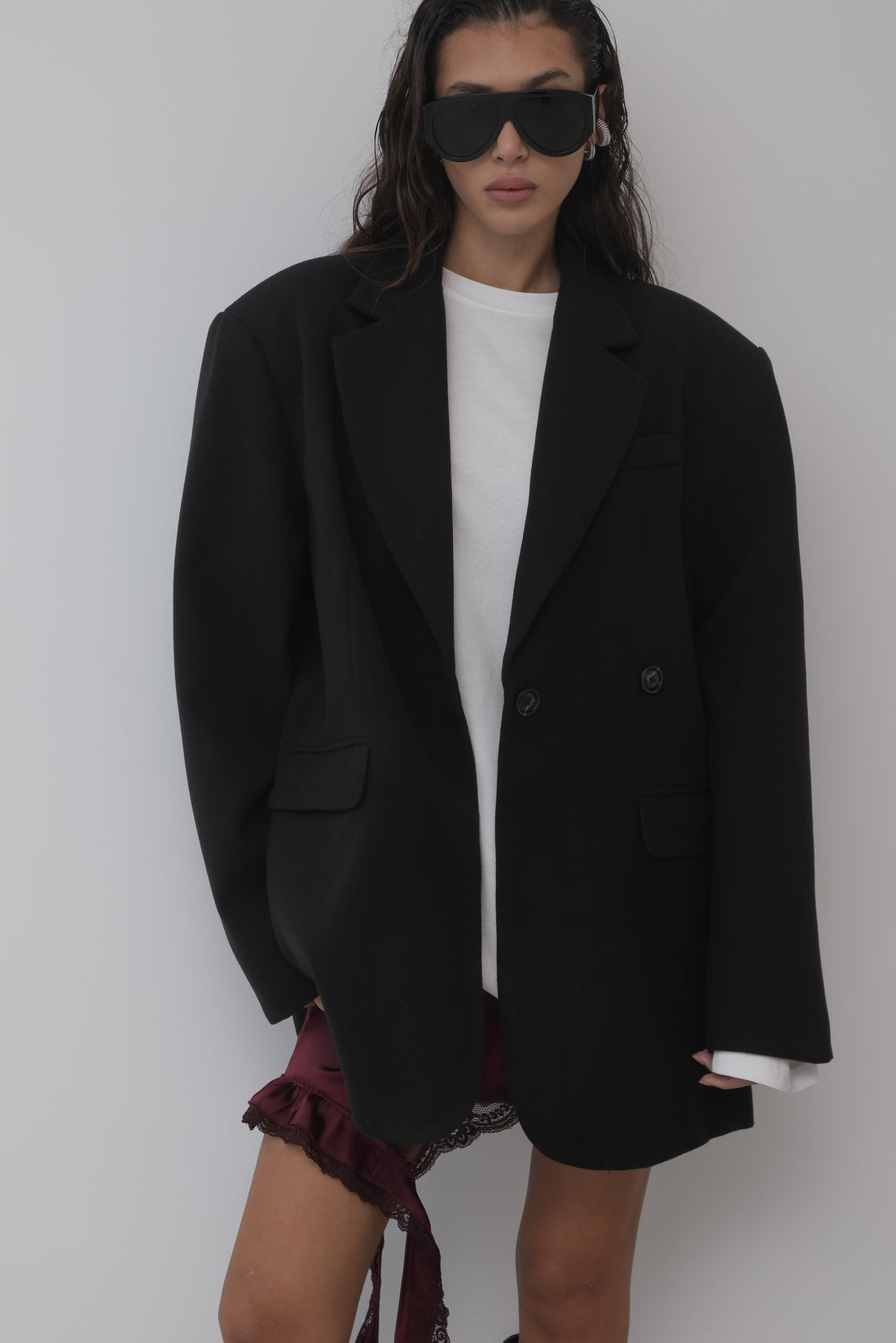 BLAZER IN LANA CON CHIUSURA REGOLABILE - NERO HAR030