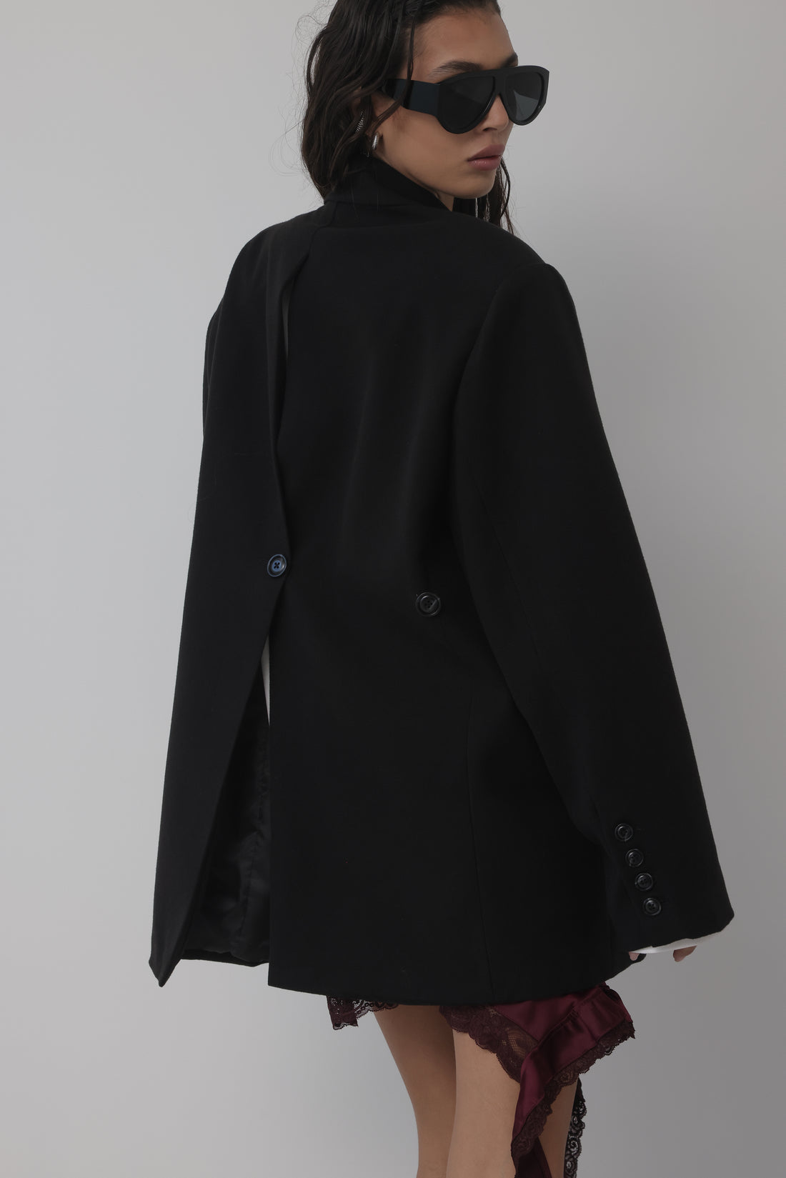 BLAZER IN LANA CON CHIUSURA REGOLABILE - NERO HAR030