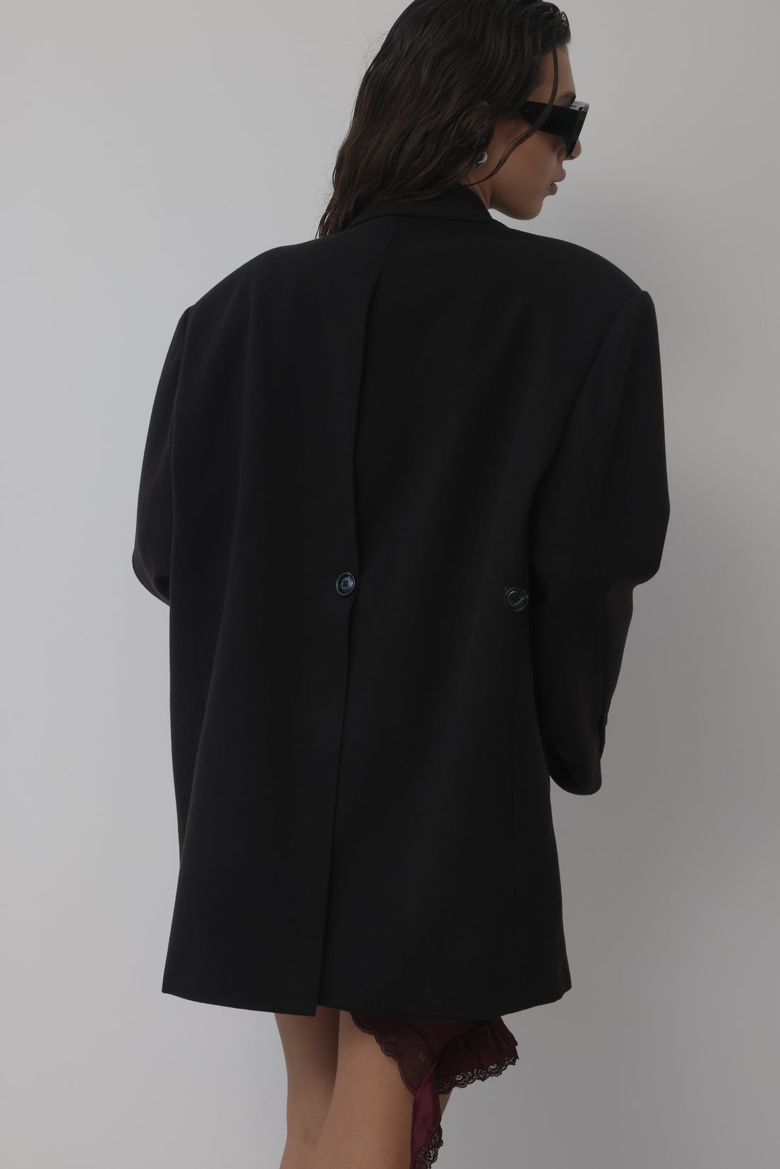 BLAZER IN LANA CON CHIUSURA REGOLABILE - NERO HAR030