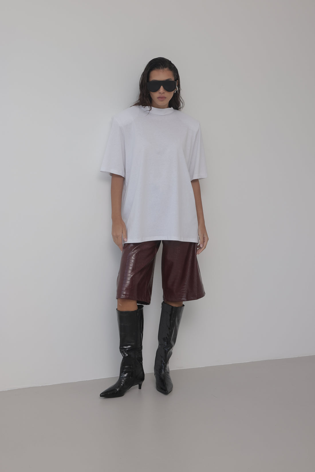 T-SHIRT OVER IN COTONE CON SPALLINE - BIANCO 3235