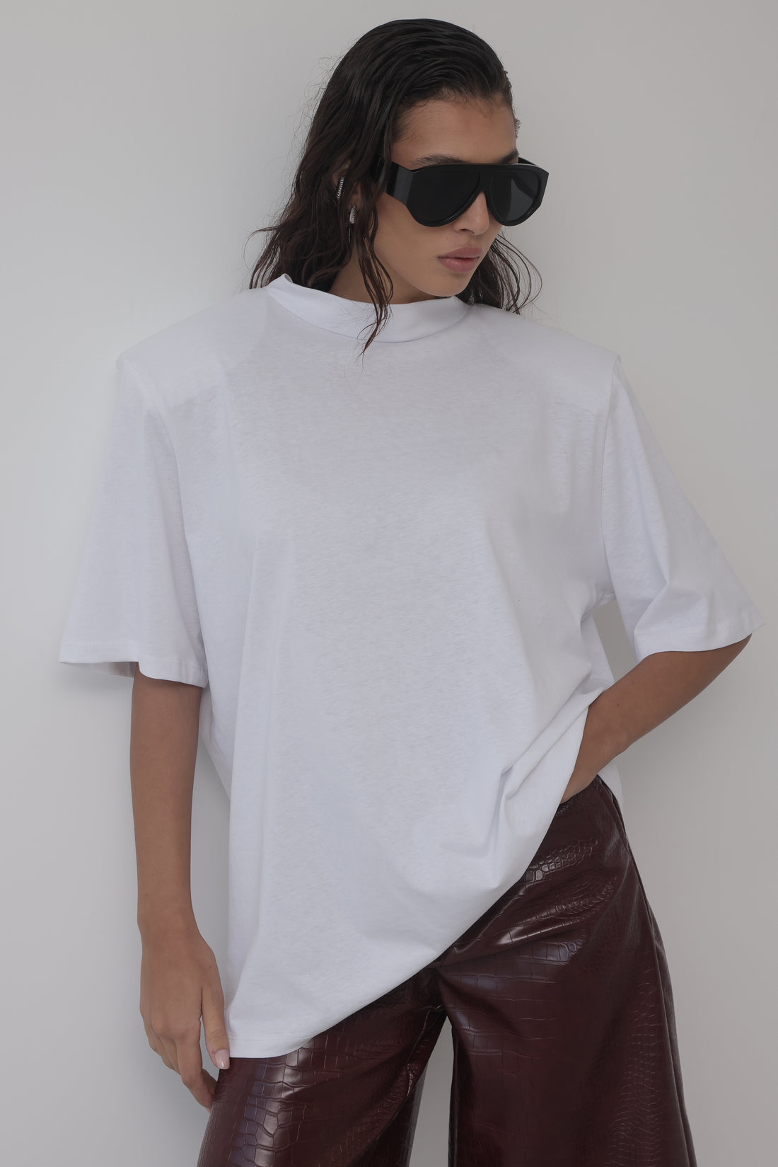 T-SHIRT OVER IN COTONE CON SPALLINE - BIANCO 3235