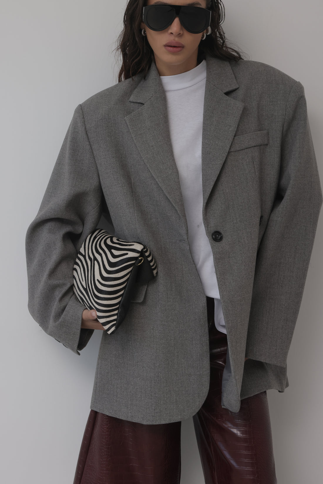 BLAZER IN LANA CON CHIUSURA REGOLABILE - GRIGIO HAR030