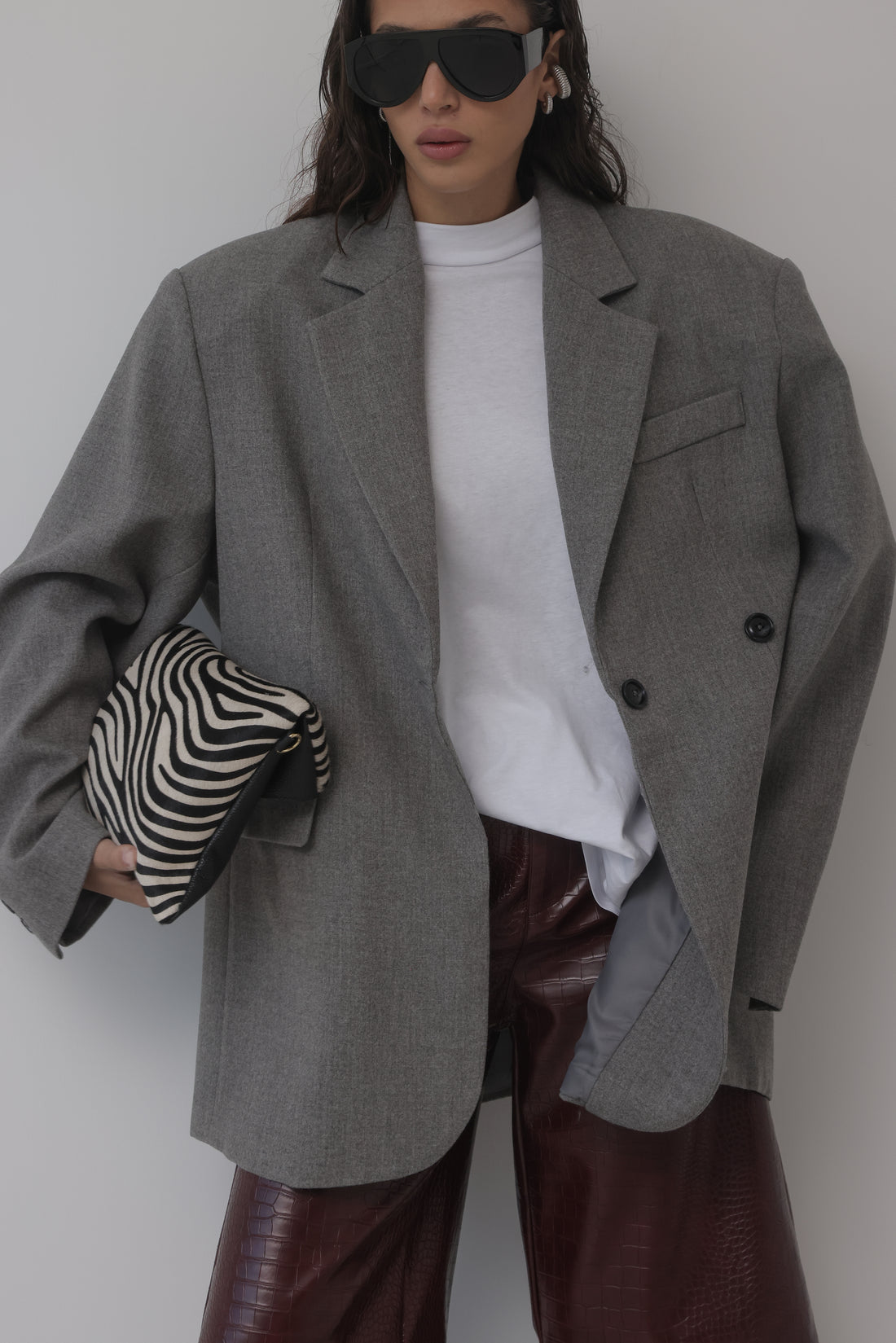 BLAZER IN LANA CON CHIUSURA REGOLABILE - GRIGIO HAR030